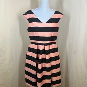 Topshop Black and Pink Striped Mini Dress - Size 12